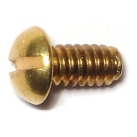 Midwest Fastener #10-24 x 3/8 in Slotted Round Machine Screw, Plain Brass, 30 PK 61491